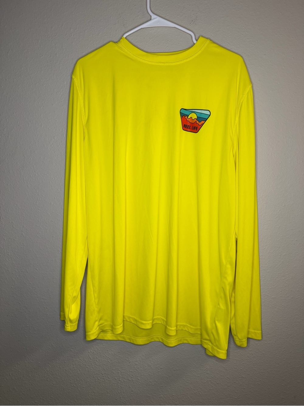Reel Life Men's Long Sleeve UV T-Shirt Bright Yellow Quick Dry Fishing Size XL